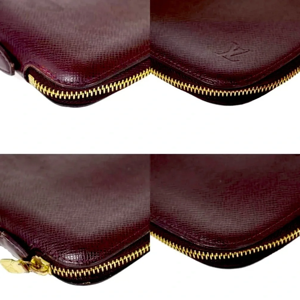 Louis Vuitton Atoll Taiga Large Travel Case Organizer Wallet Burgundy Gold LV